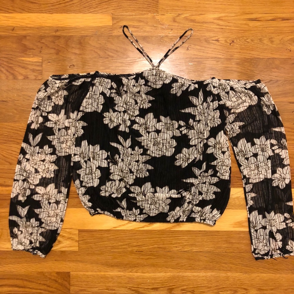 Aqua Floral Blouse Size Small